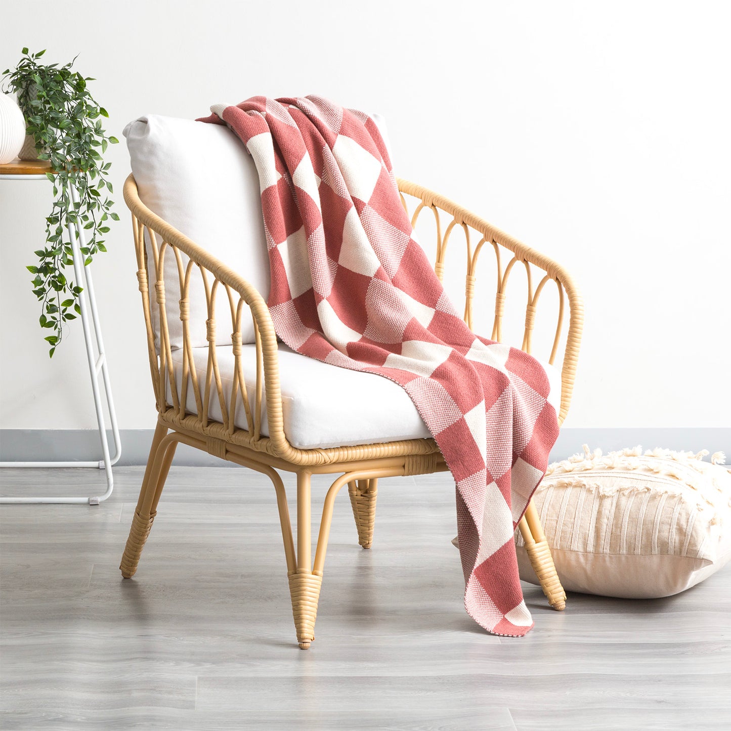 Newport Knitted Throw - Checkered Cotton