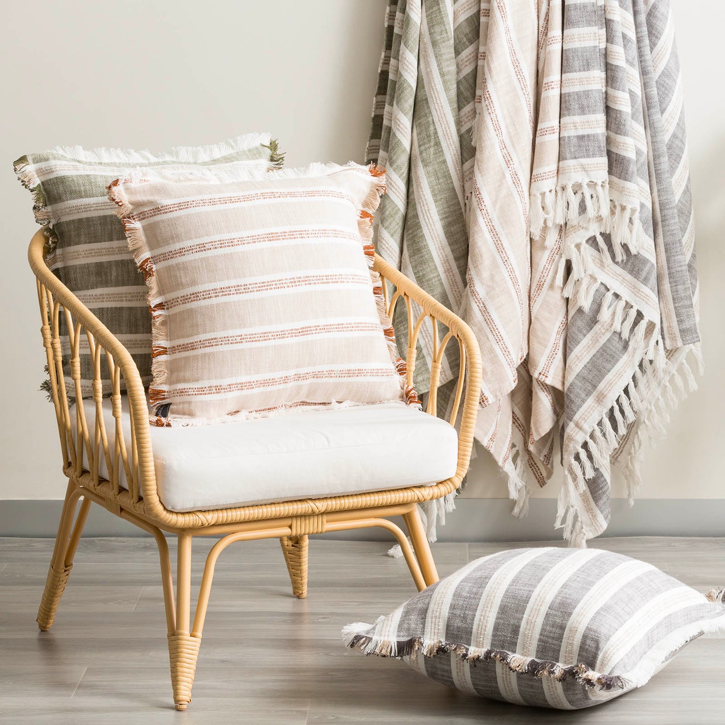 Twin Pack Yarn-dyed Cushions - Stone Washed
