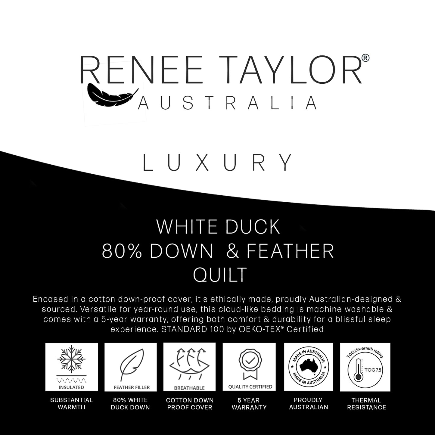 Luxury 80% White Duck Down and Feather Quilt