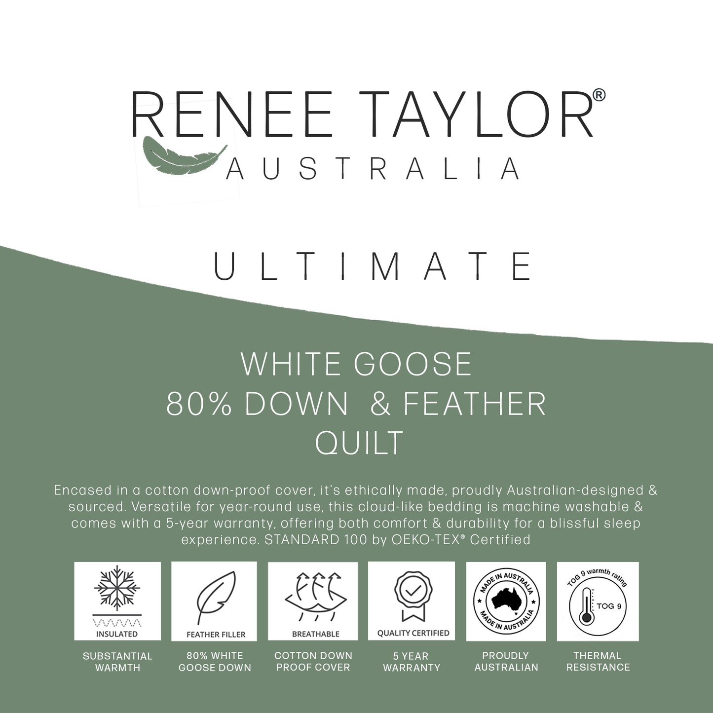 Ultimate 80% White Goose Down and Feather Quilt