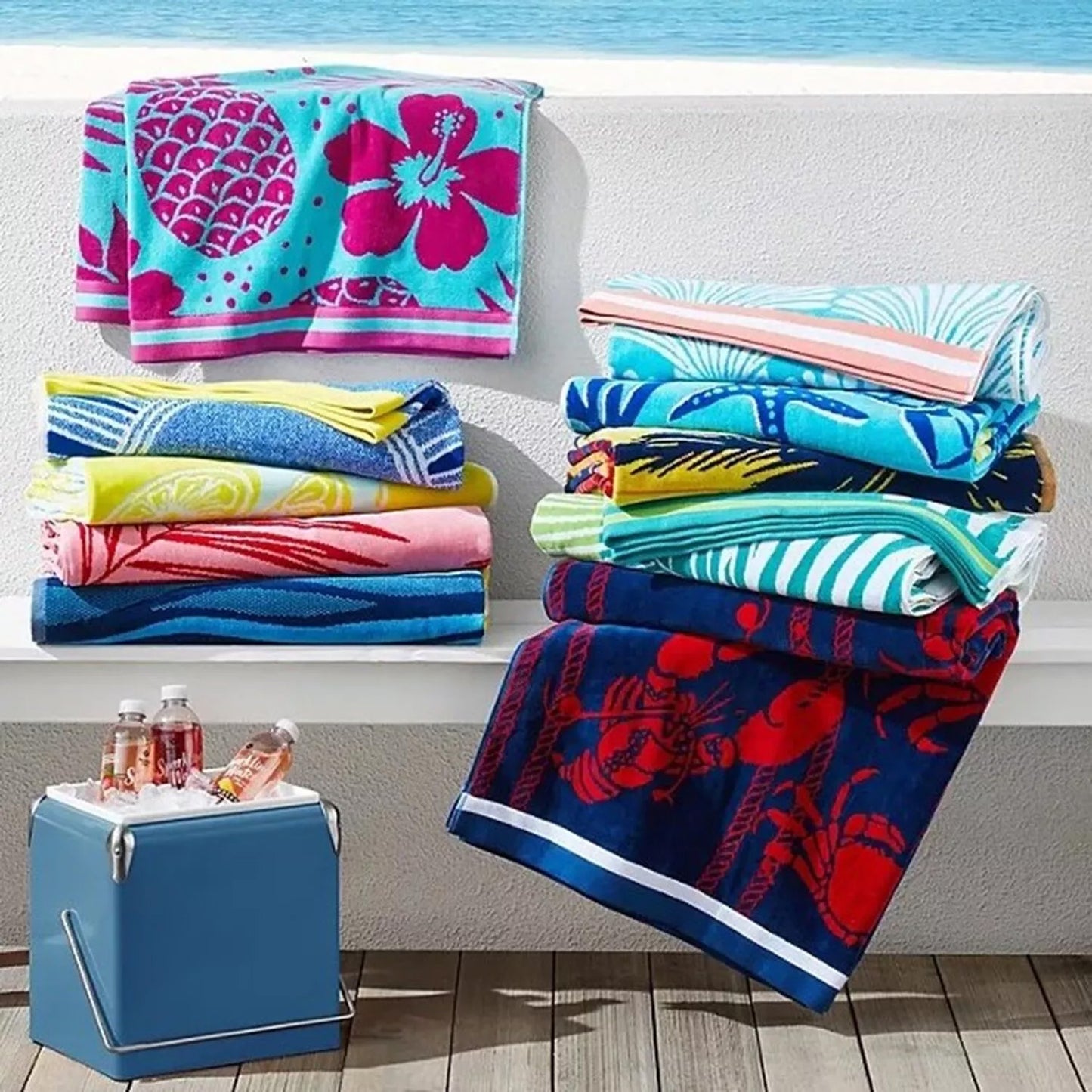 2 Pack Large Velour Beach Towel - Jacquard