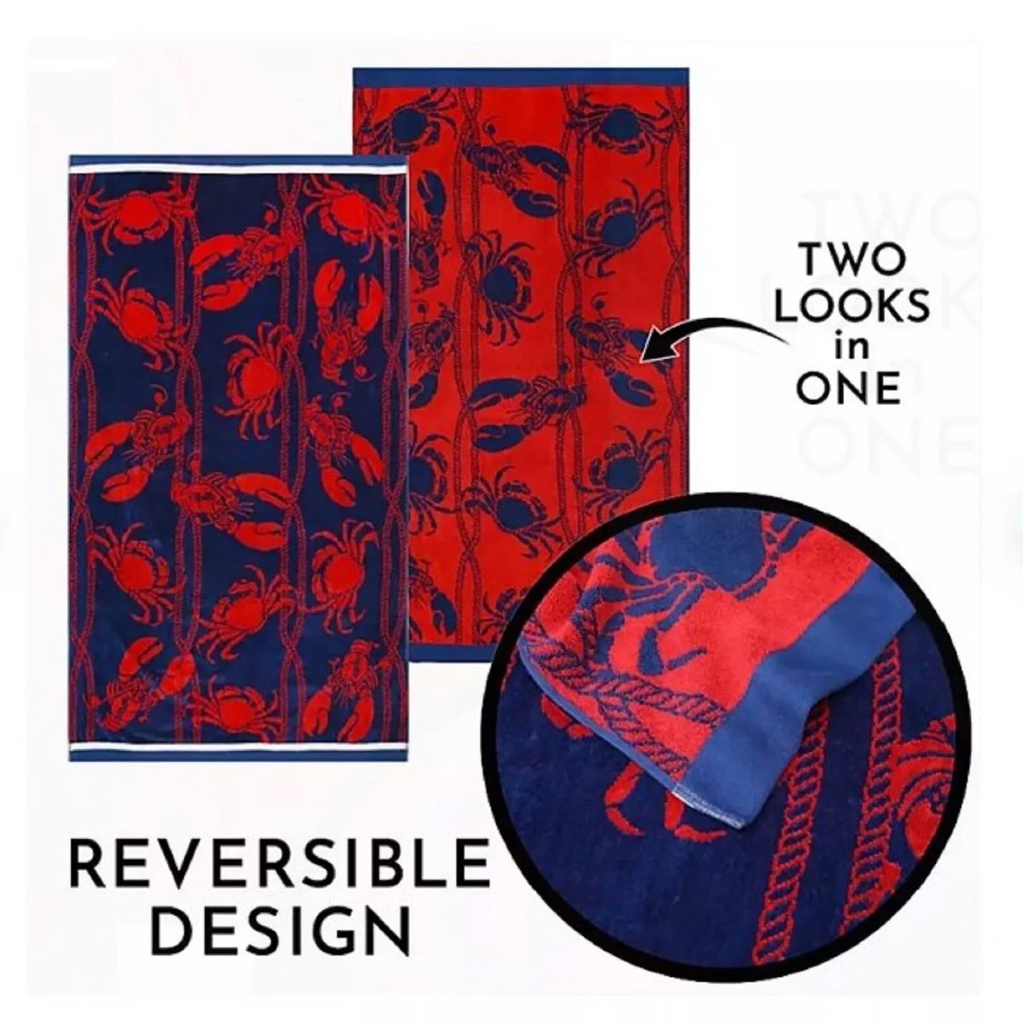 2 Pack Large Velour Beach Towel - Jacquard