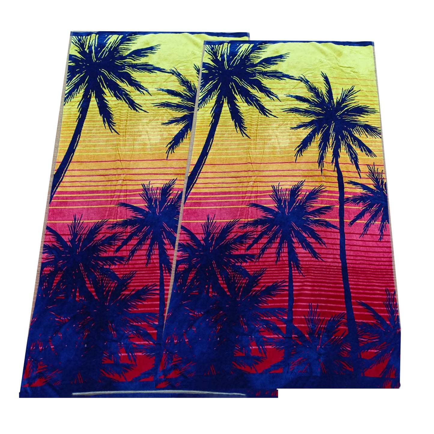 2 Pack Large Velour Beach Towel - Jacquard