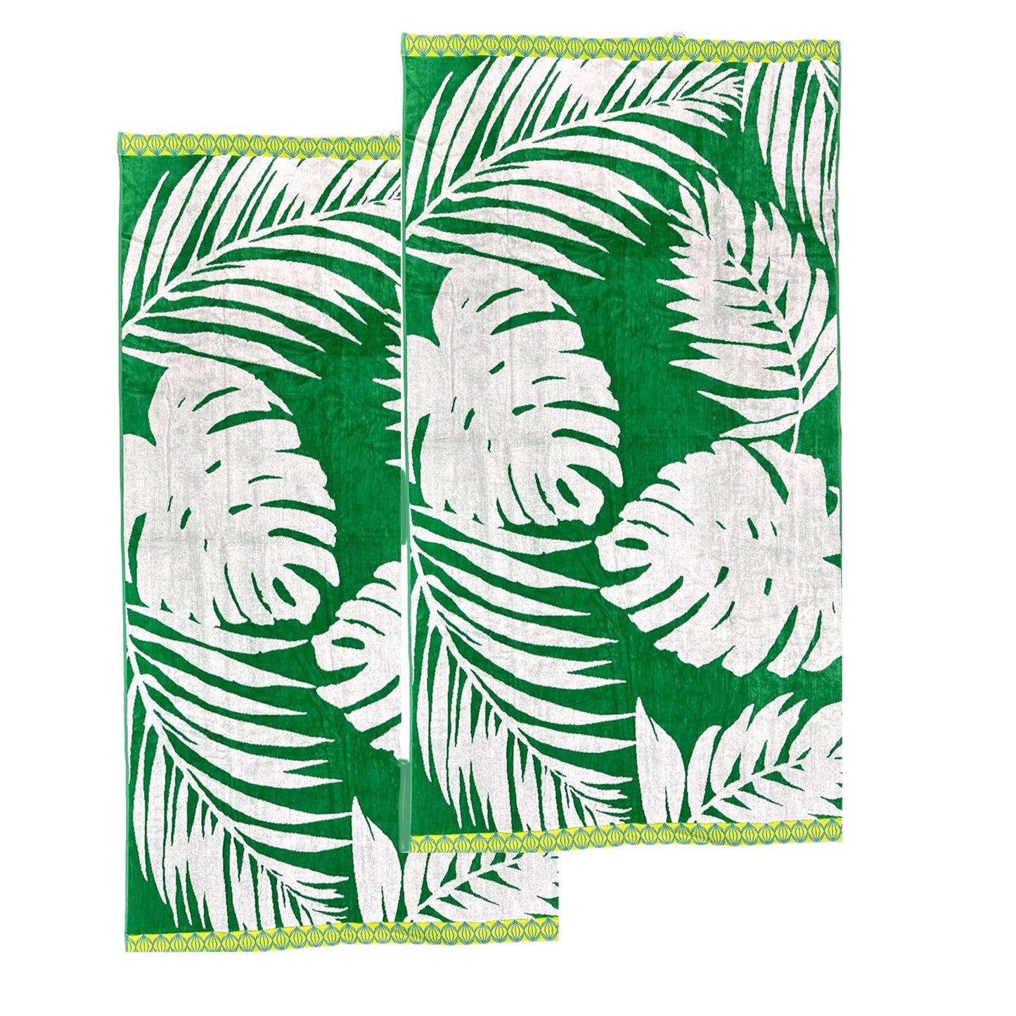 2 Pack Large Velour Beach Towel - Jacquard