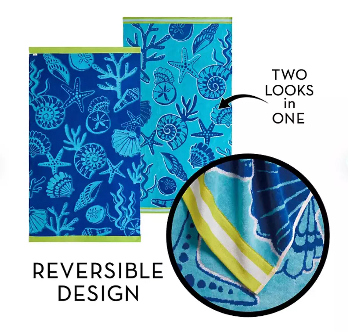 2 Pack Large Velour Beach Towel - Jacquard