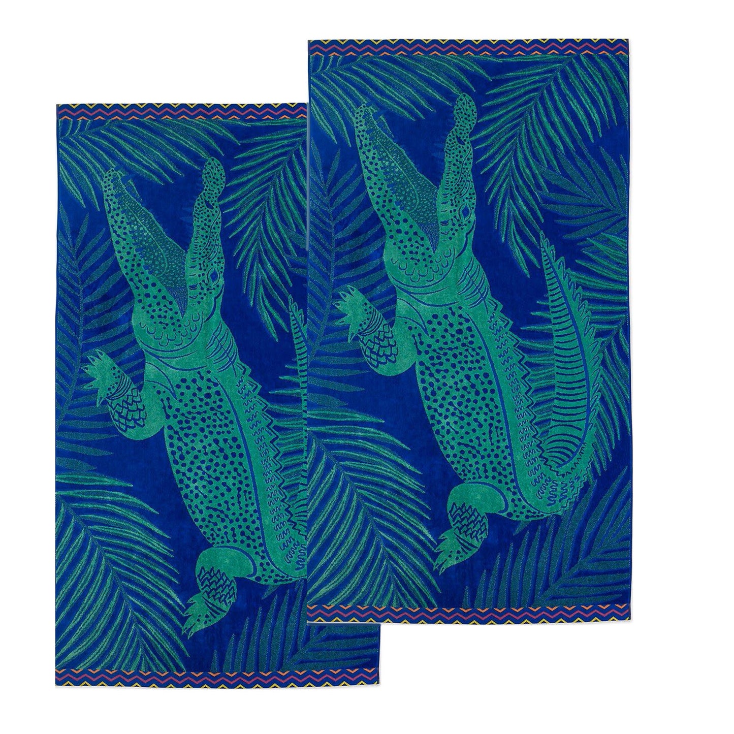 2 Pack Large Velour Beach Towel - Jacquard
