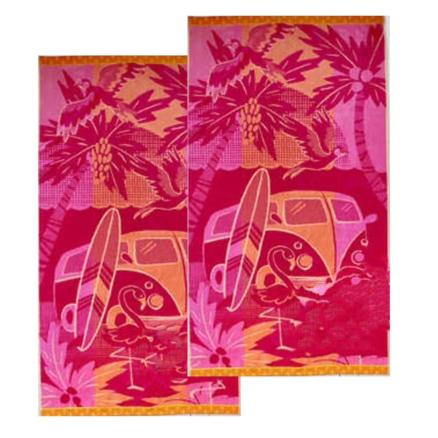 2 Pack Large Velour Beach Towel - Jacquard
