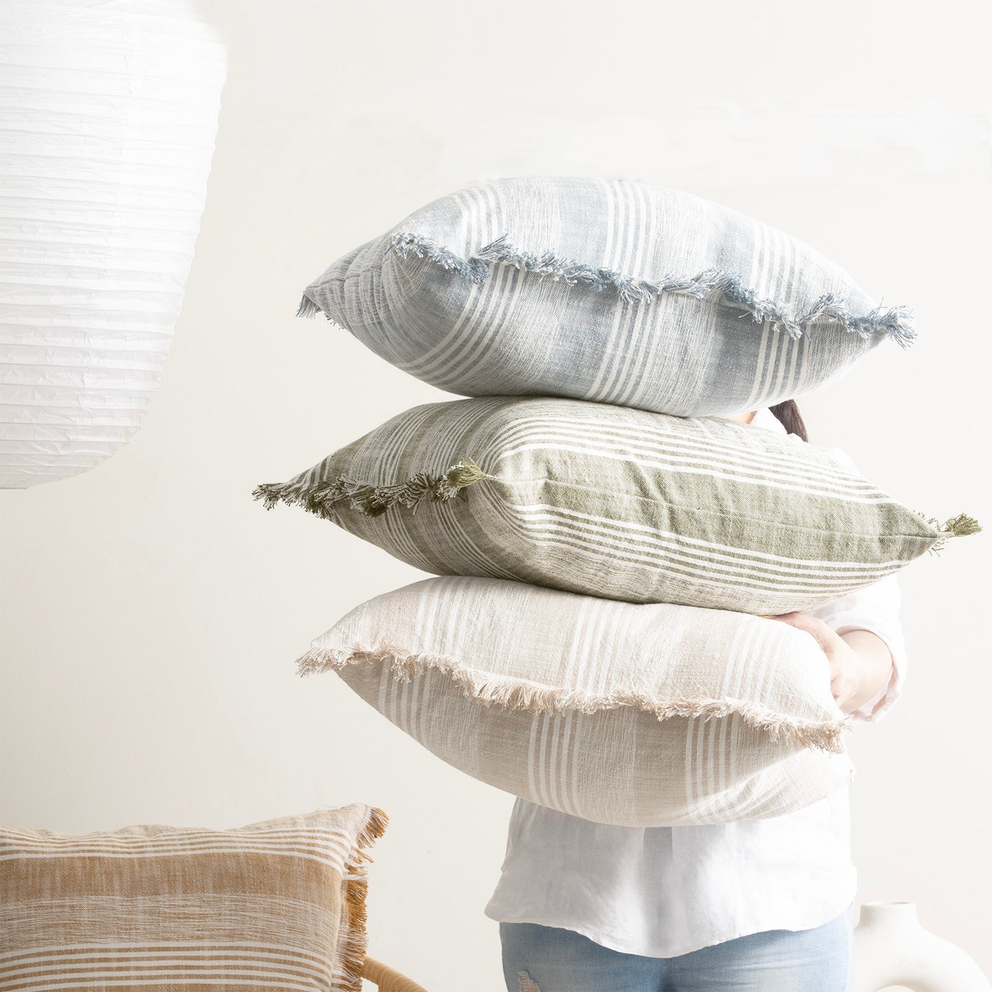 Twin Pack Yarn-dyed Cushions - Stone Washed