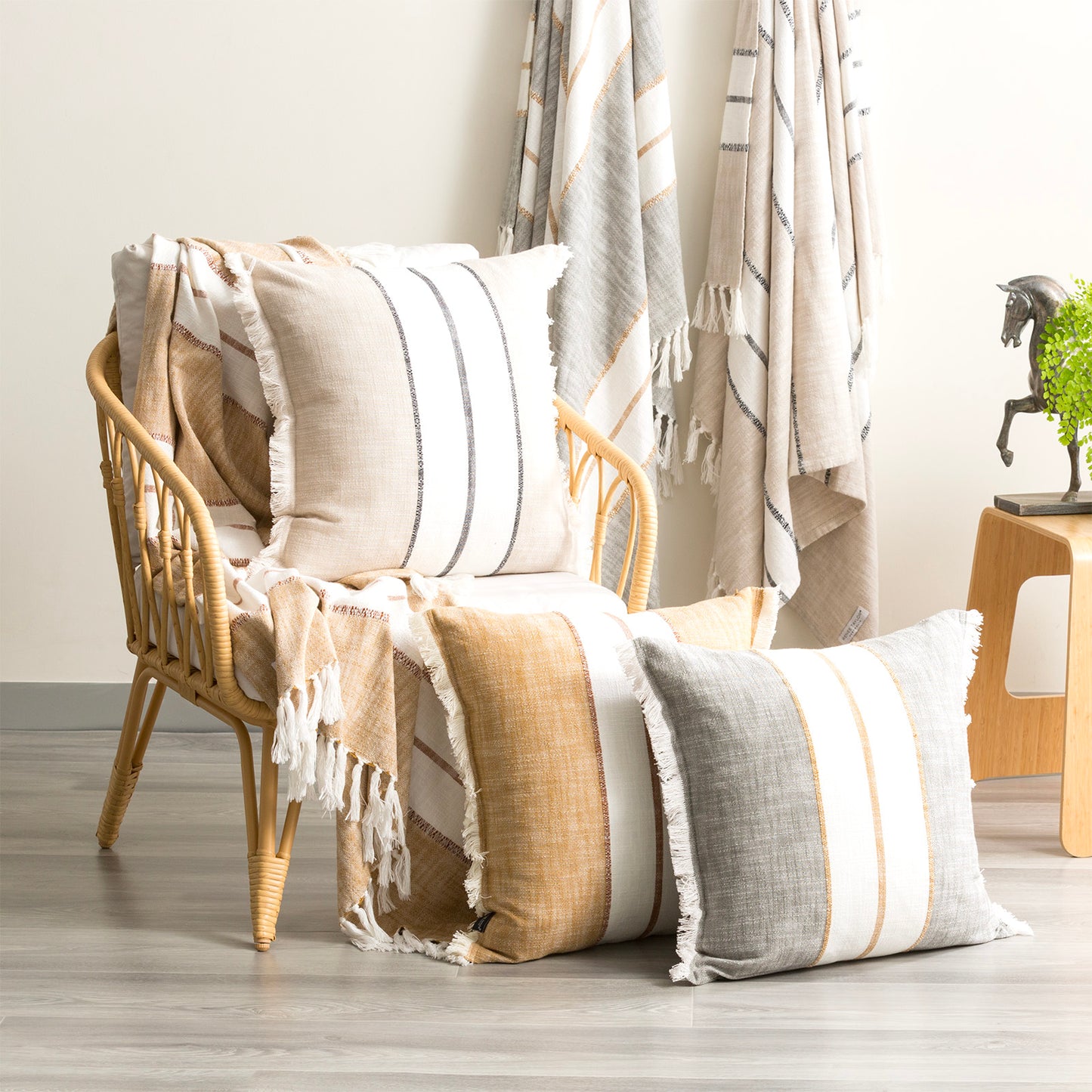Twin Pack Yarn-dyed Cushions - Stone Washed