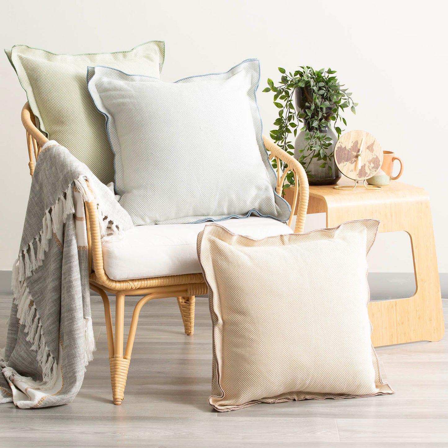Twin Pack Yarn-dyed Cushions - Stone Washed