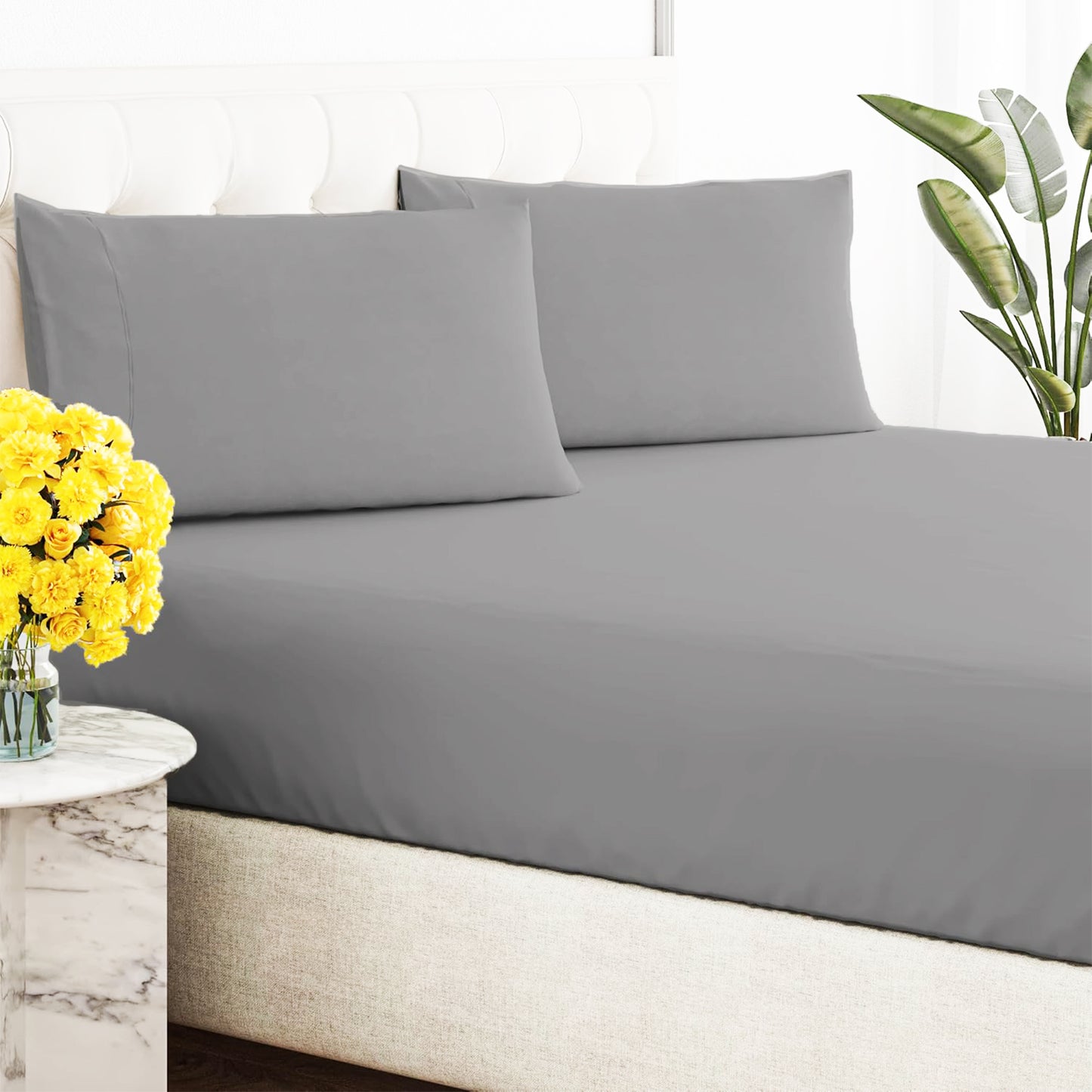 100% Organic Cotton Fitted Sheet and Pillow Case Set - 300 Thread Count
