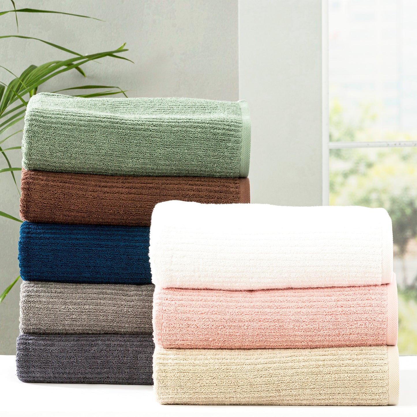 5 Piece Cobblestone Towel Set - 650 GSM Ribbed Cotton