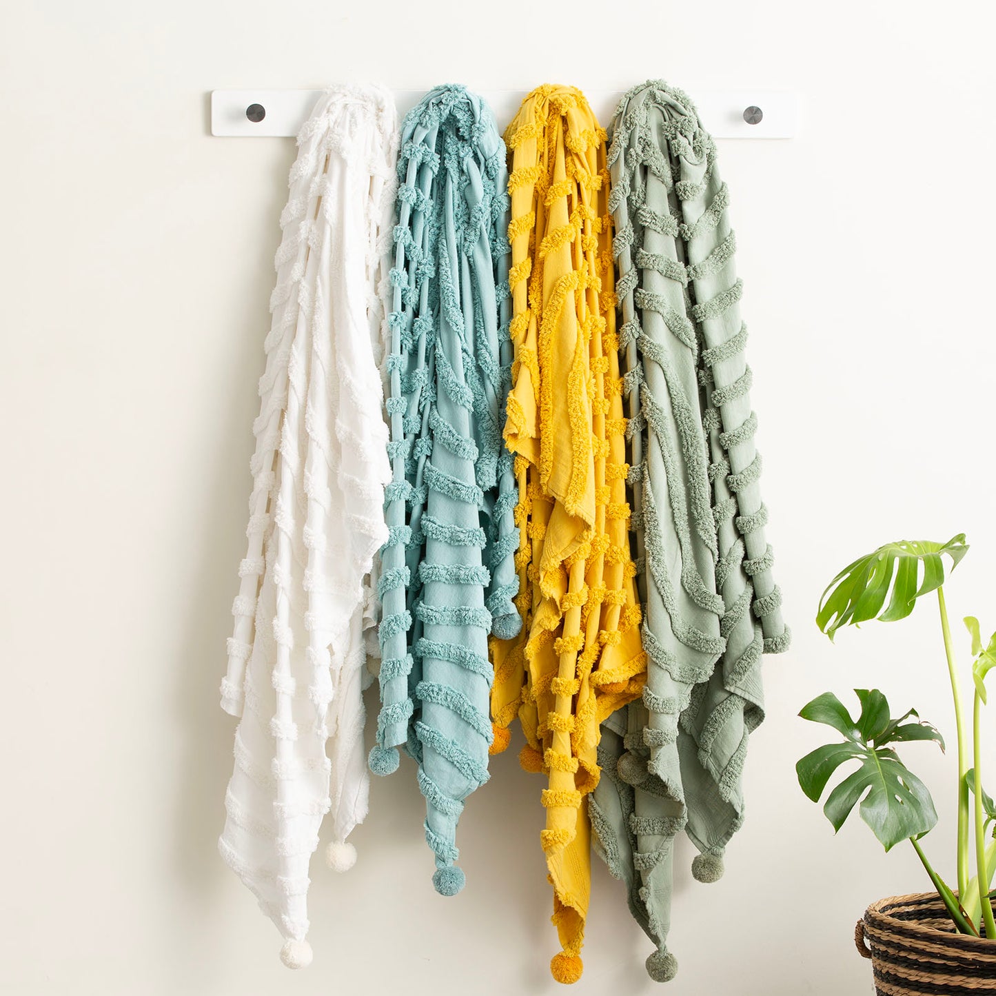 Wave Tufted Throw - Vintage Washed Chenille Cotton