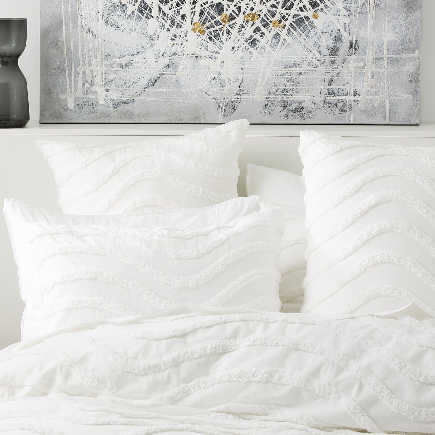 Chenille Wave 100% Cotton Quilt Cover Set - Tufted Vintage Washed