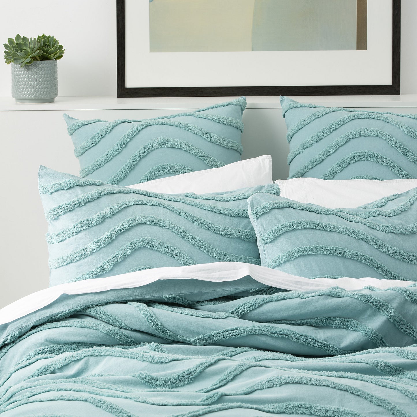 Chenille Wave 100% Cotton Quilt Cover Set - Tufted Vintage Washed