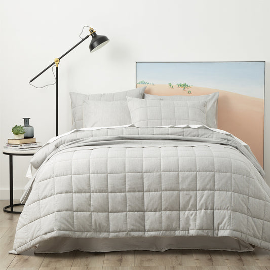 Chambray Quilted Quilt Cover Set - Paradis Washed