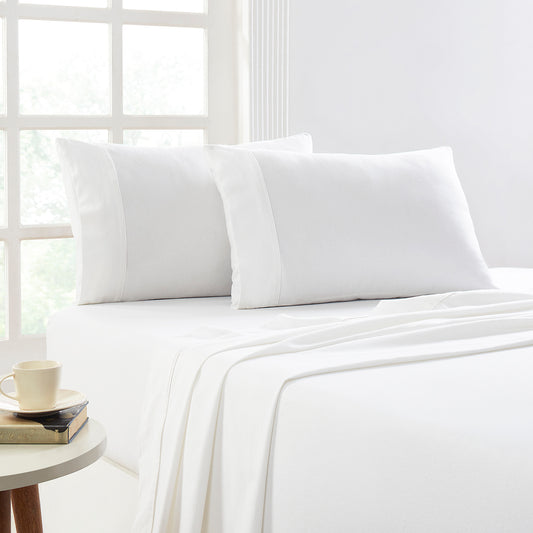 Flannelette Plain dyed Sheet Set Snow - 175 GSM Egyptian Cotton