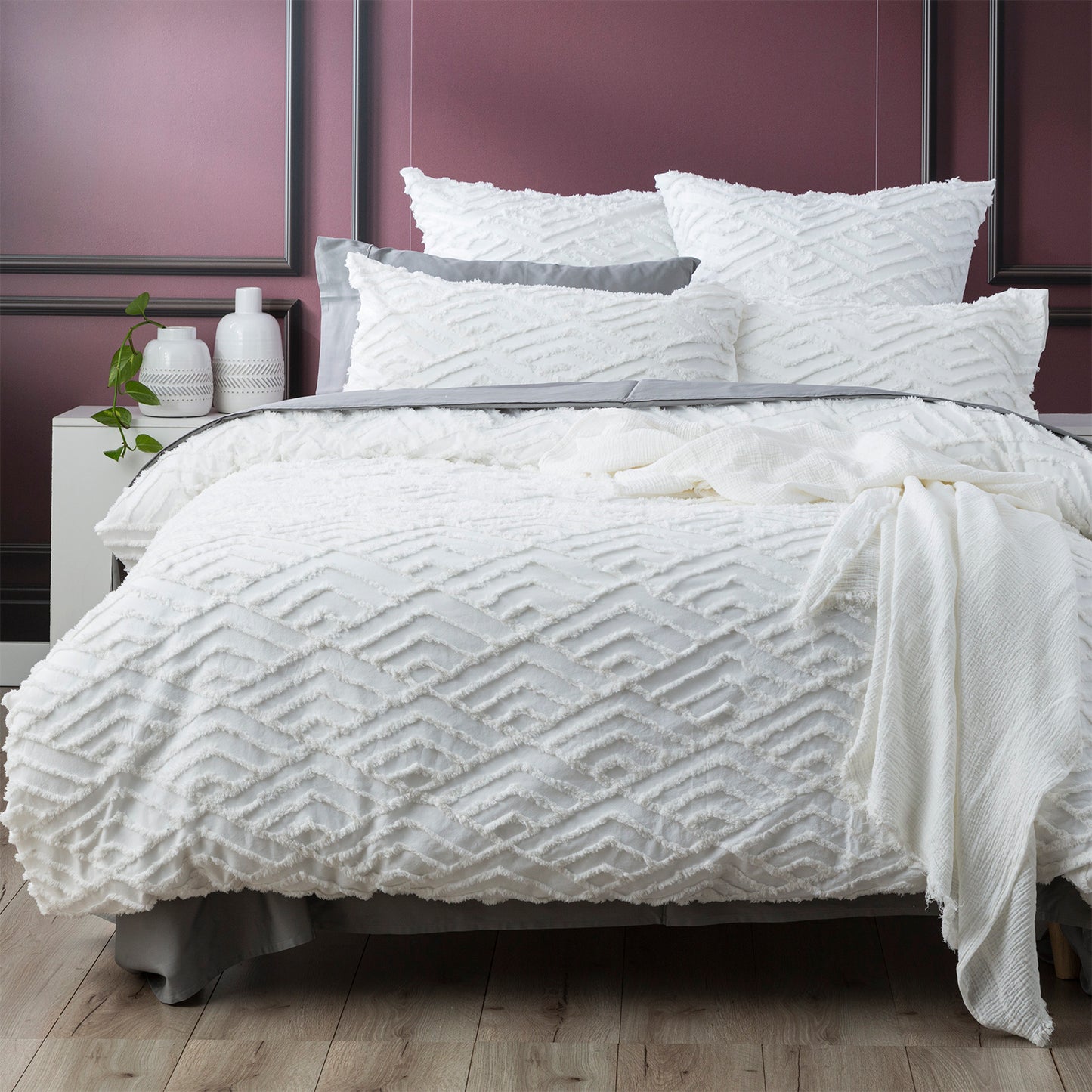 Chevvy 100% Cotton Tufted Quilt Cover Set - Chenille Vintage Washed