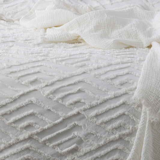 Chevvy 100% Chenille Cotton Euro Pillow Case - Tufted - Vintage Washed