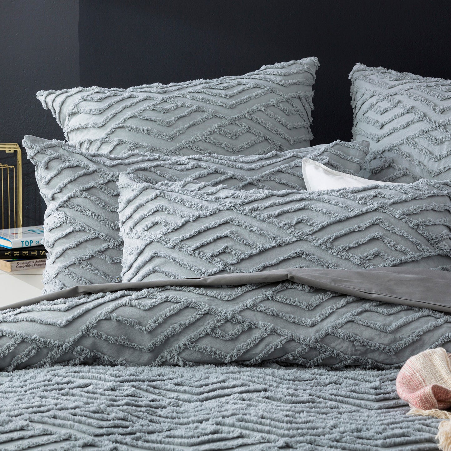 Chevvy 100% Cotton Tufted Quilt Cover Set - Chenille Vintage Washed