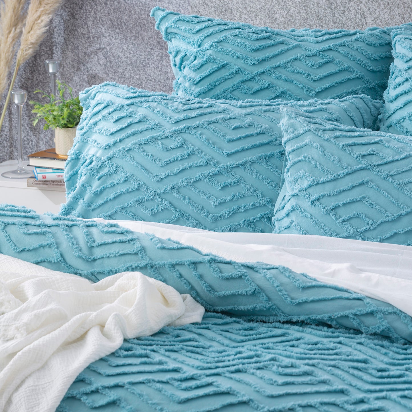 Chevvy 100% Cotton Tufted Quilt Cover Set - Chenille Vintage Washed