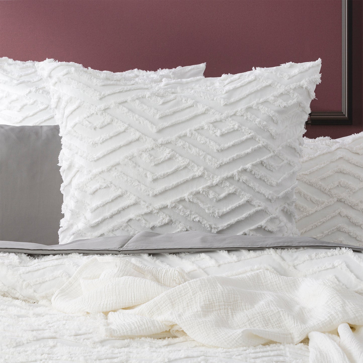 Chevvy 100% Cotton Tufted Quilt Cover Set - Chenille Vintage Washed