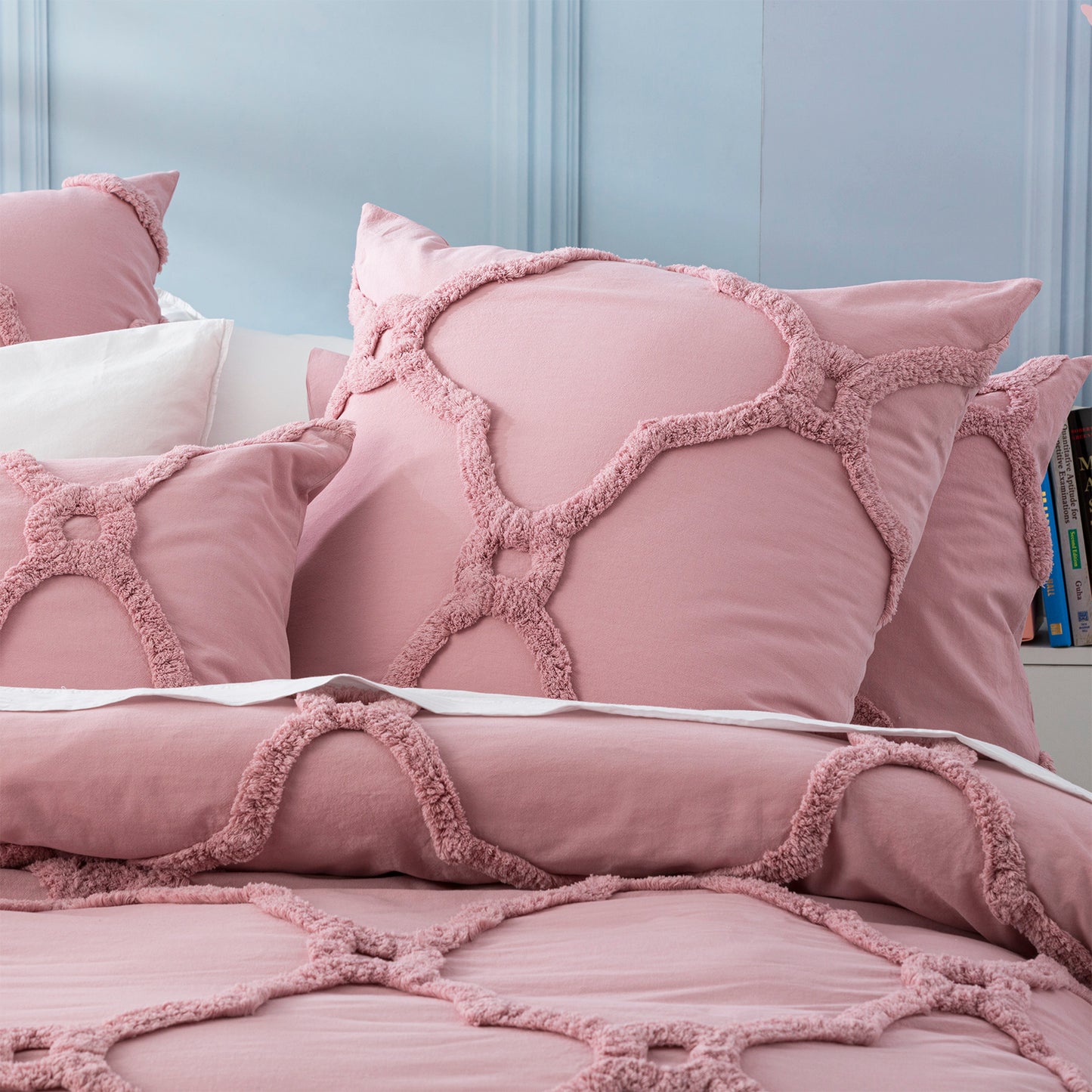 Moroccan 100% Chenille Cotton Euro Pillow Case - Tufted - Vintage Washed