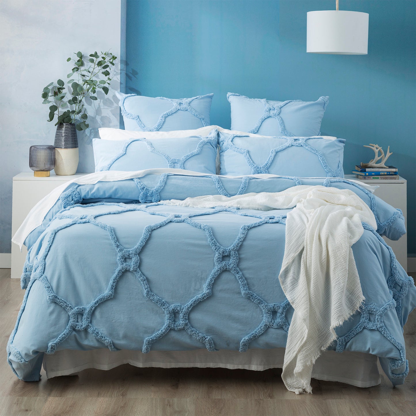Moroccan 100% Chenille Cotton Euro Pillow Case - Tufted - Vintage Washed
