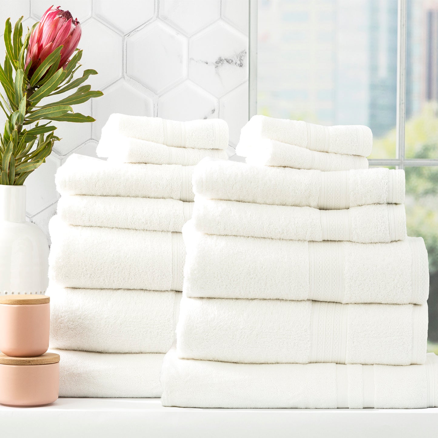 14 Piece Stella Towel Set - 650 GSM Super Soft Bamboo Cotton
