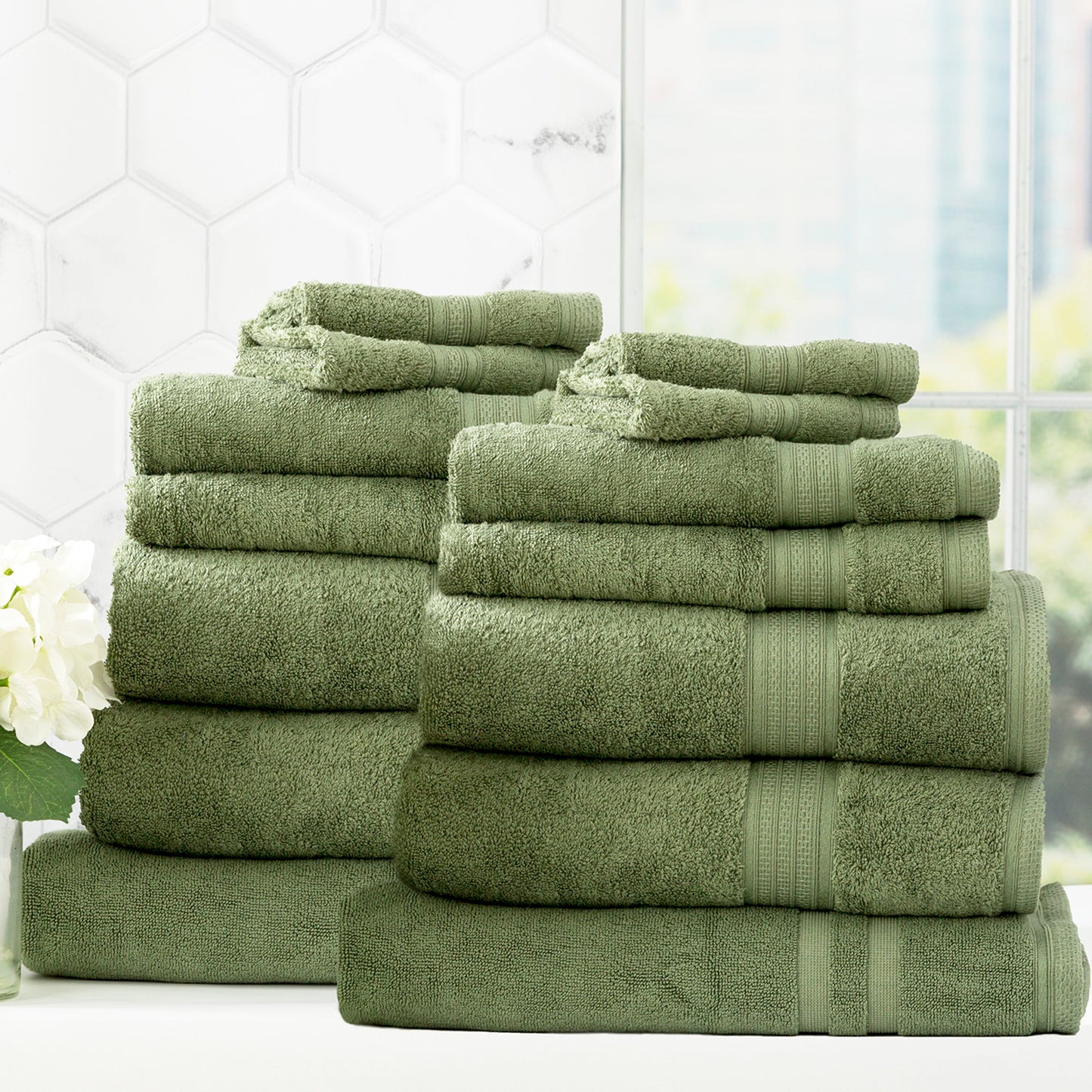14 Piece Stella Towel Set - 650 GSM Super Soft Bamboo Cotton