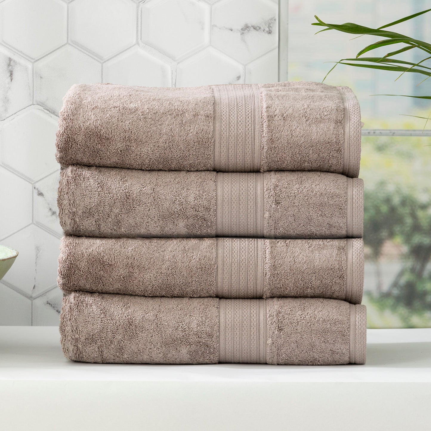 4 Pack Stella Bath Towels - 650 GSM Super Soft Bamboo Cotton Bath Towels