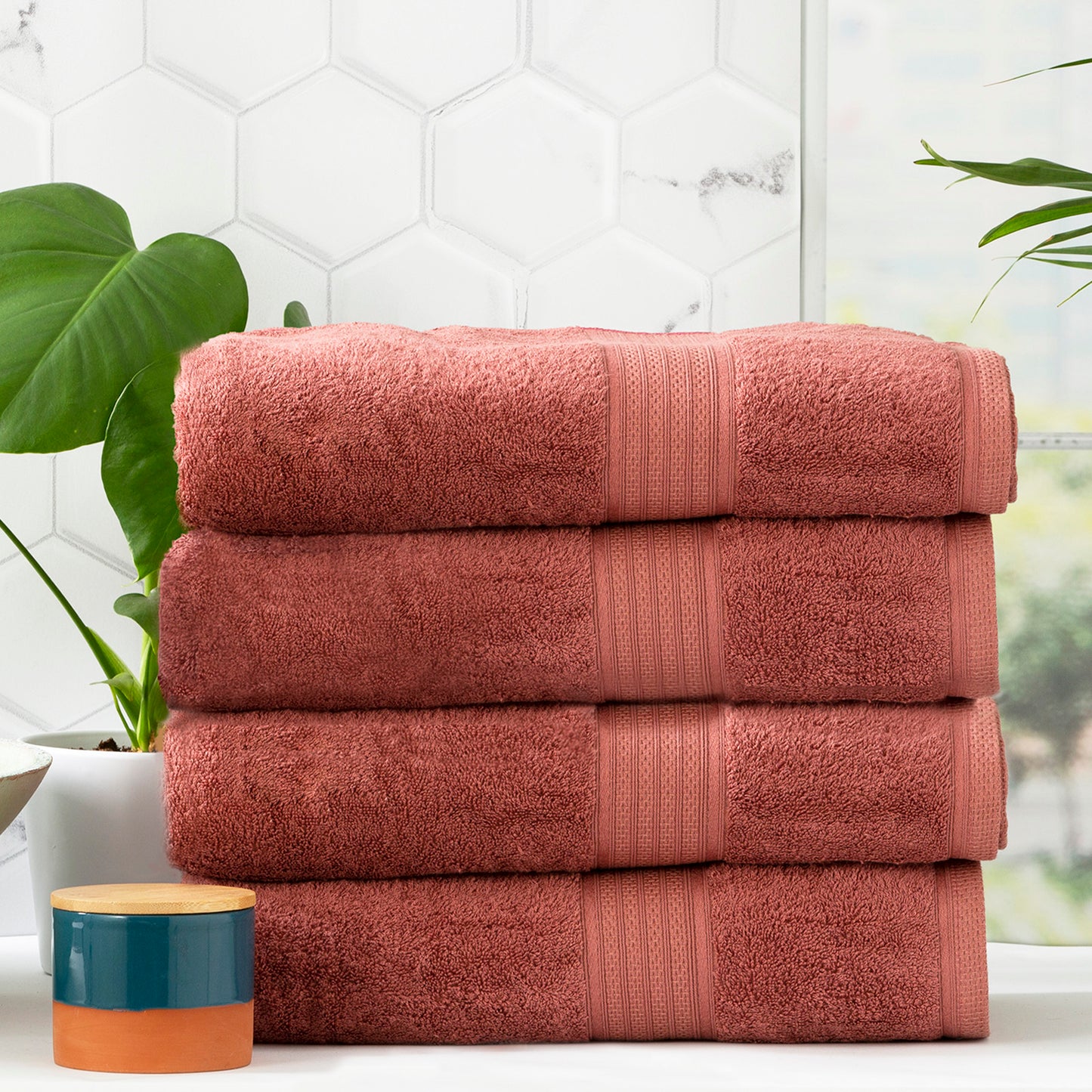4 Pack Stella Bath Towels - 650 GSM Super Soft Bamboo Cotton Bath Towels