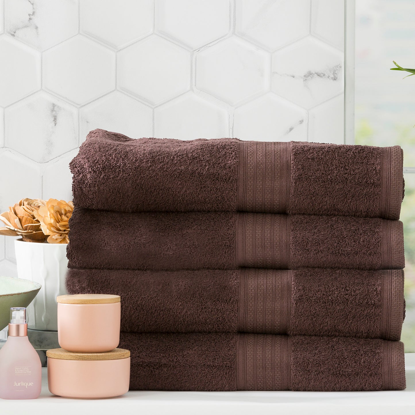 4 Pack Stella Bath Towels - 650 GSM Super Soft Bamboo Cotton Bath Towels
