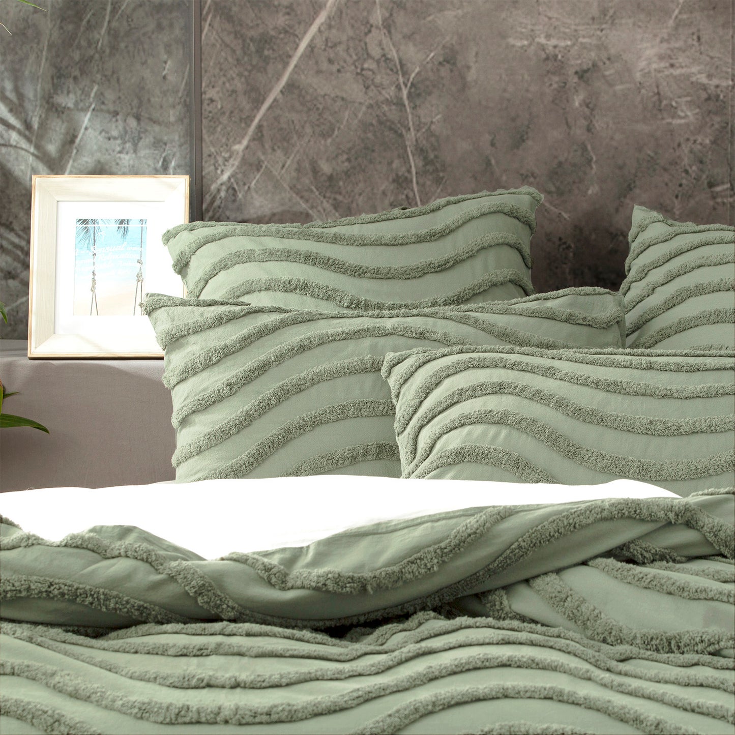 Wave Tufted Quilt Cover Set - Chenille - Vintage Washed Cotton