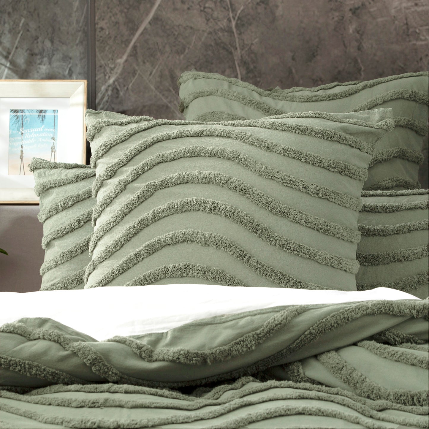 Wave Tufted Quilt Cover Set - Chenille - Vintage Washed Cotton