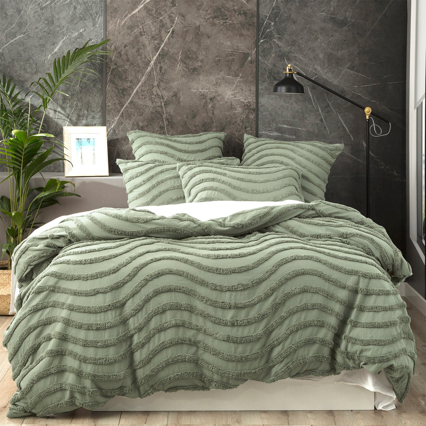 Wave Tufted Quilt Cover Set - Chenille - Vintage Washed Cotton