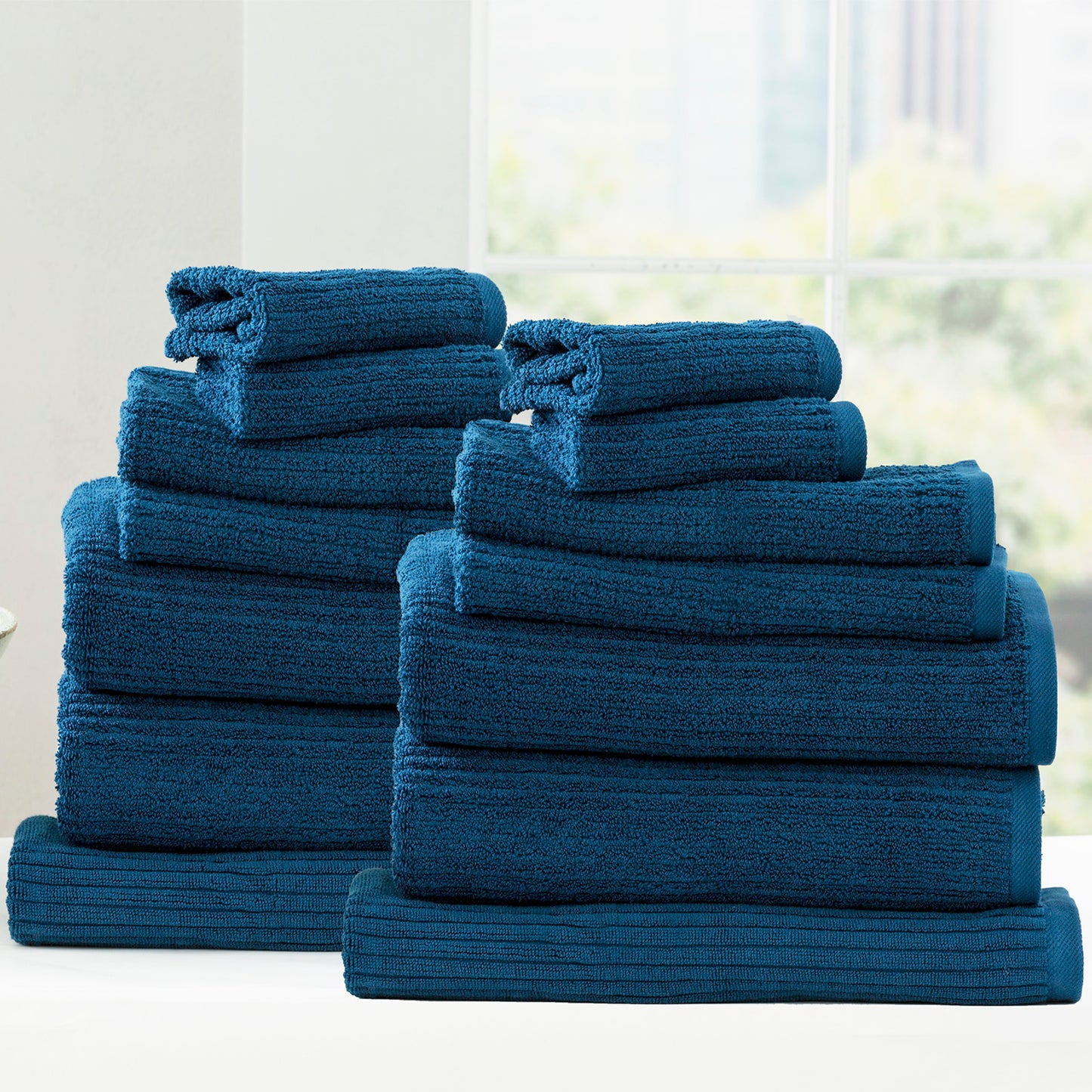 14 Piece Cobblestone Towel Set - 650 GSM Ribbed Cotton