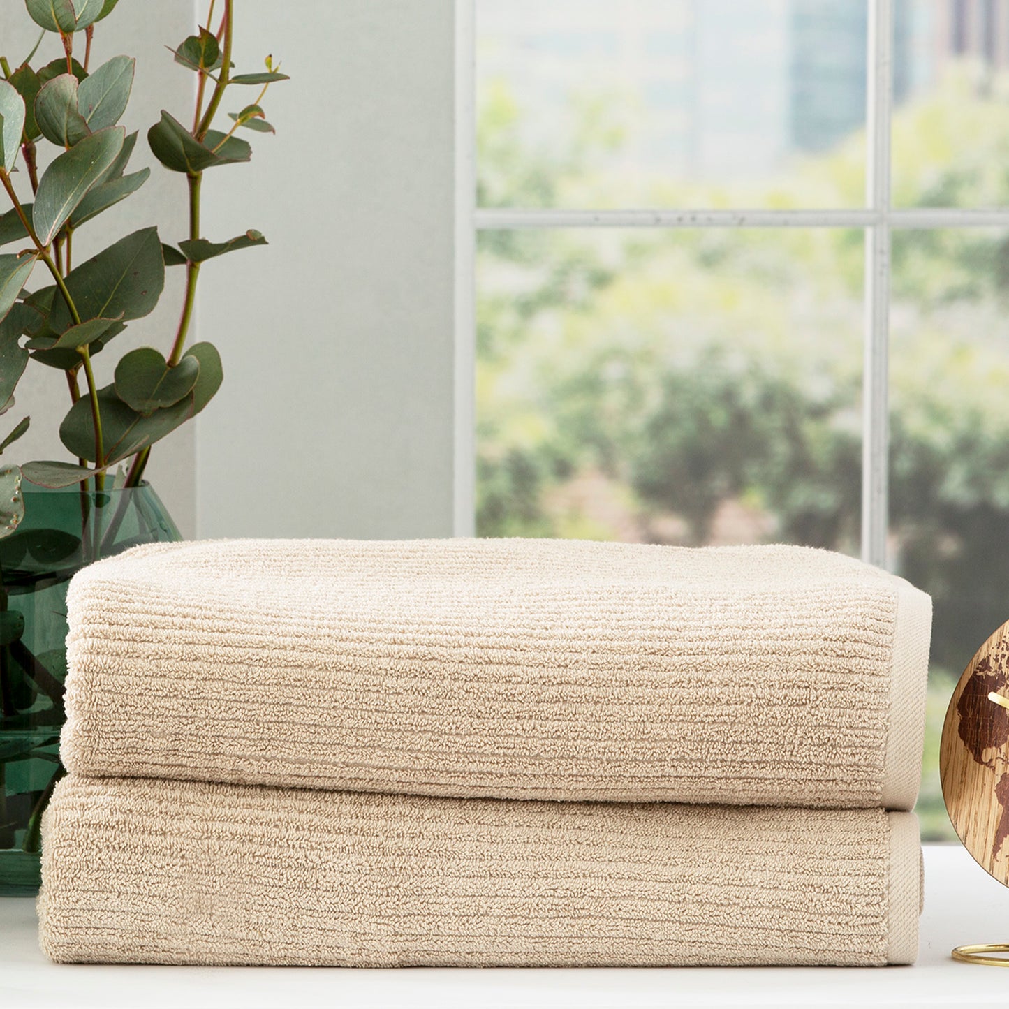 2 Pack Cobblestone Bath Sheets - 650 GSM Ribbed Cotton