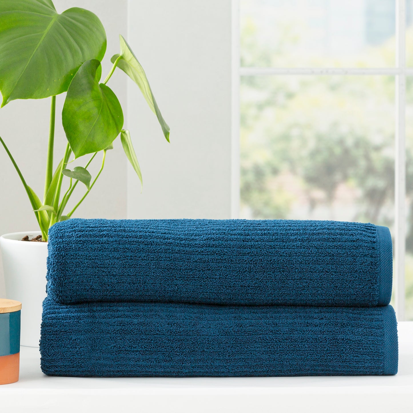 2 Pack Cobblestone Bath Sheets - 650 GSM Ribbed Cotton