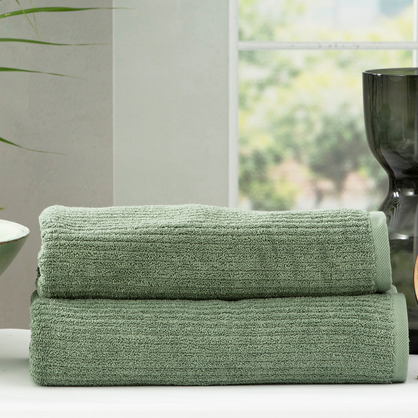 2 Pack Cobblestone Bath Sheets - 650 GSM Ribbed Cotton