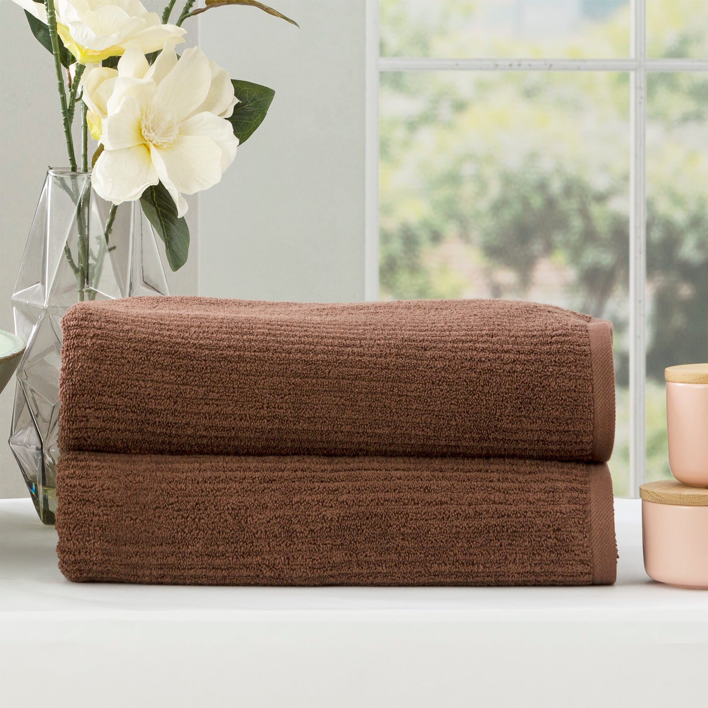 2 Pack Cobblestone Bath Sheets - 650 GSM Ribbed Cotton
