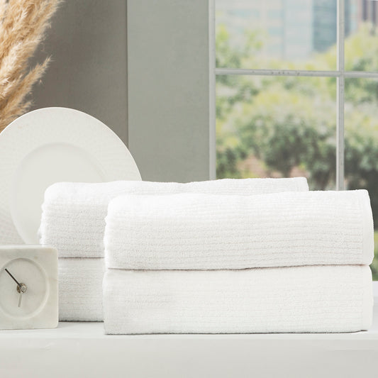 4 Pack Cobblestone Bath Sheets - 650 GSM Ribbed Cotton
