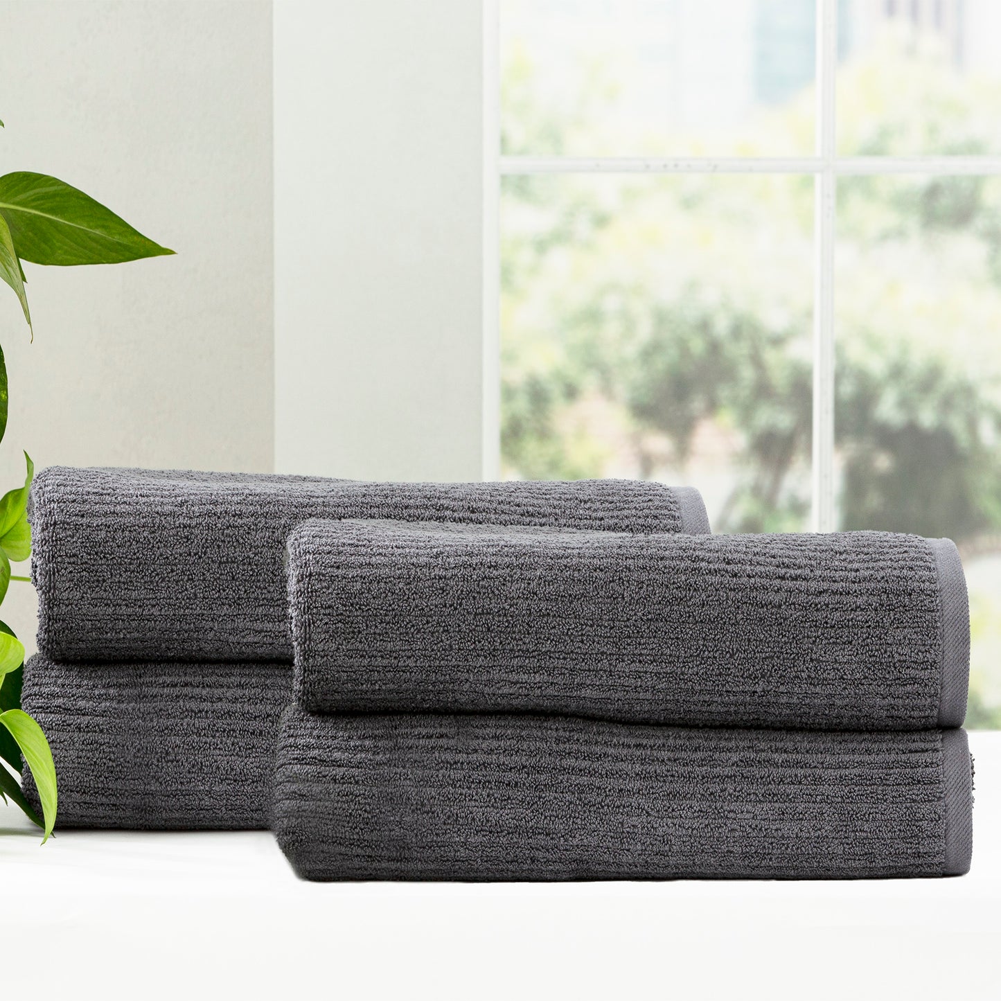 4 Pack Cobblestone Bath Sheets - 650 GSM Ribbed Cotton