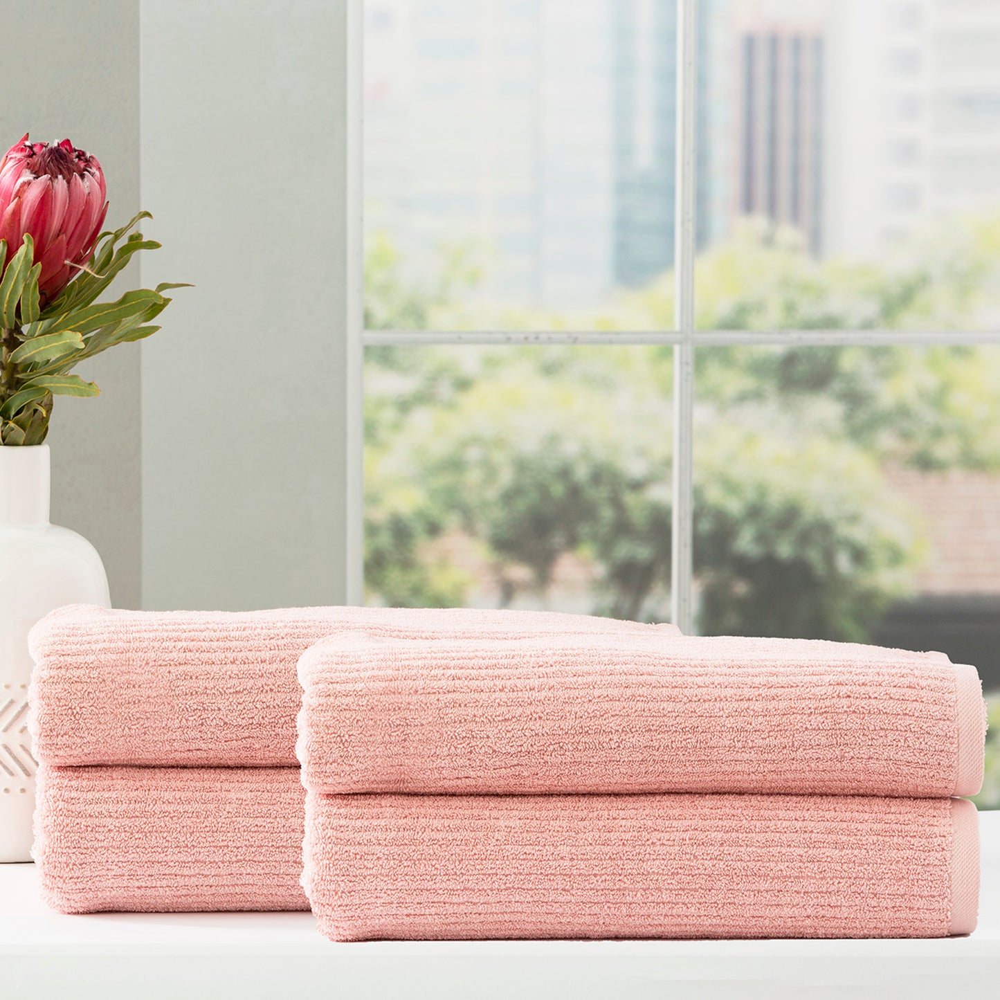 4 Pack Cobblestone Bath Sheets - 650 GSM Ribbed Cotton
