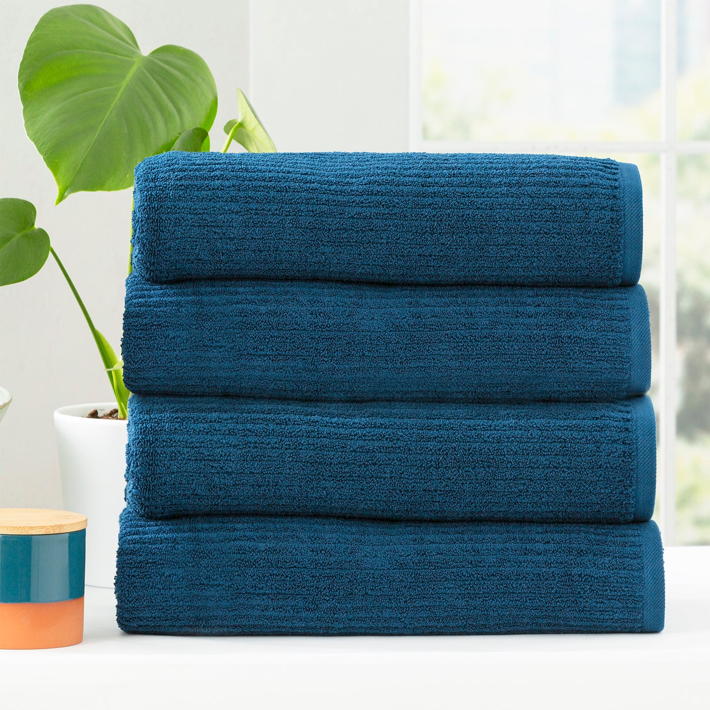 4 Pack Cobblestone Bath Towels - 650 GSM Ribbed Cotton