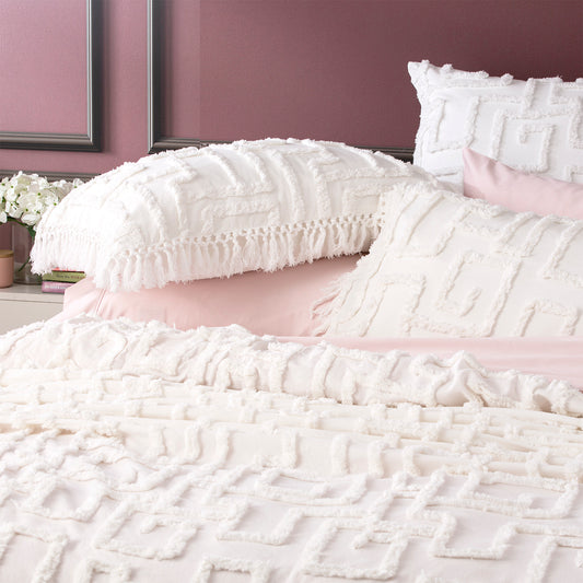 Renee Taylor Riley 100% Cotton Vintage Washed Tufted Bed Cover Set
