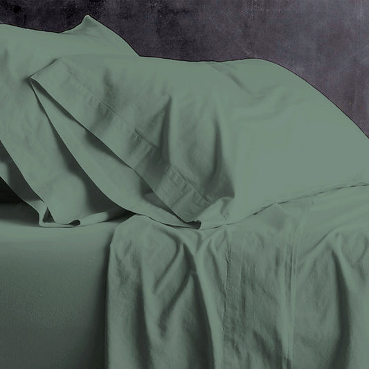 100% Cotton European Sheet Set Fern - Vintage Washed
