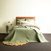 Diamante Cotton Reversible Coverlet Set - Quilted - Vintage Stone Washed