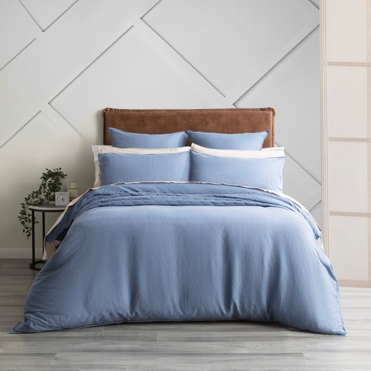 Cavallo 100% French Linen Quilt Cover Set - Stone Washed