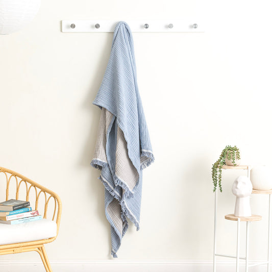 Dreamy Textured Cotton Throw - Yarn Dyed Vintage Washed